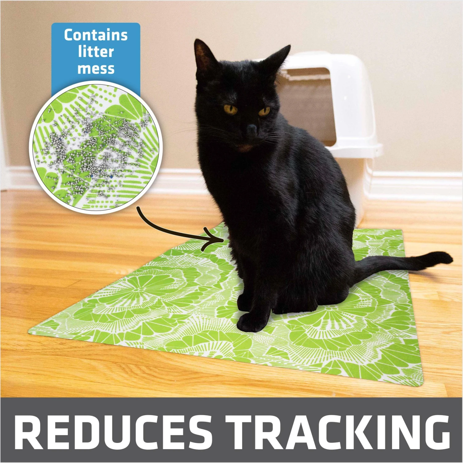 Drymate Protective & Decorative Cat Litter Mat, Surf Green, Large, 20-in X 28-in 4 Drymate Protective & Decorative Cat Litter Mat, Surf Green, Large, 20-in X 28-in - Image 2