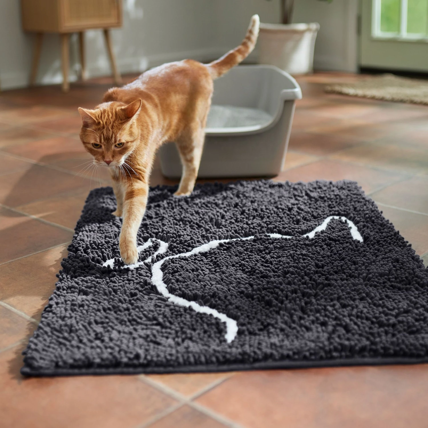Frisco Microfiber Chenille Cat Silhouette Litter Mat 7 Frisco Microfiber Chenille Cat Silhouette Litter Mat - Image 5