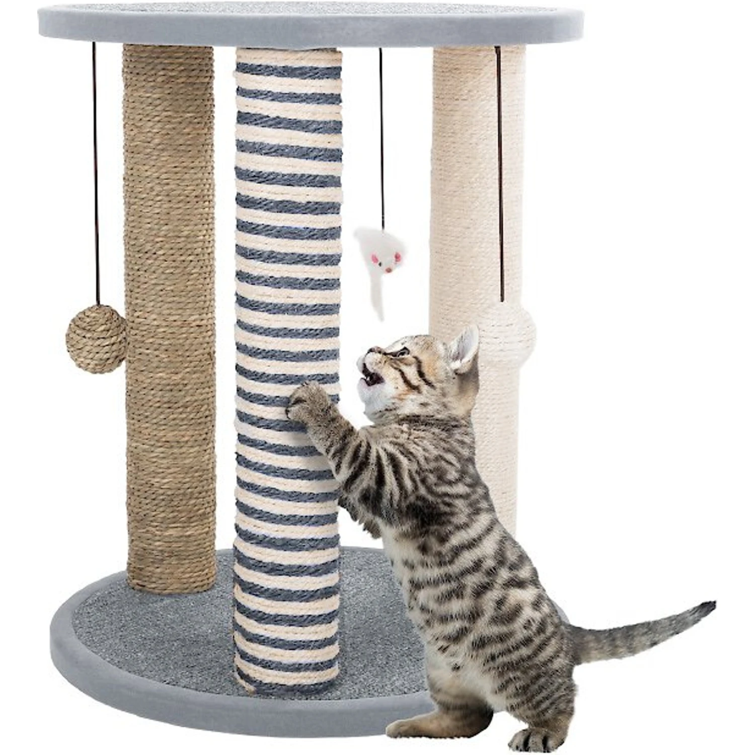 Pet Adobe 19.25-in Polyester Cat Scratching Post With Toys 3 Pet Adobe 19.25-in Polyester Cat Scratching Post With Toys