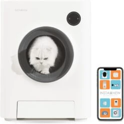 INSTACHEW PURRCLEAN Smart WiFi Enabled Covered Automatic Self-Cleaning Cat Litter Box, White