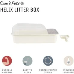 Sam's Pets Helix Cat Litter Box, White 14 Sam's Pets Helix Cat Litter Box, White -Cat Supply Store 373533 PT3. AC SS1800 V1647638222