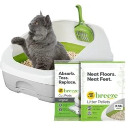Tidy Cats Litter Box System, BREEZE System Starter Kit Litter Box, Litter Pellets & Pads