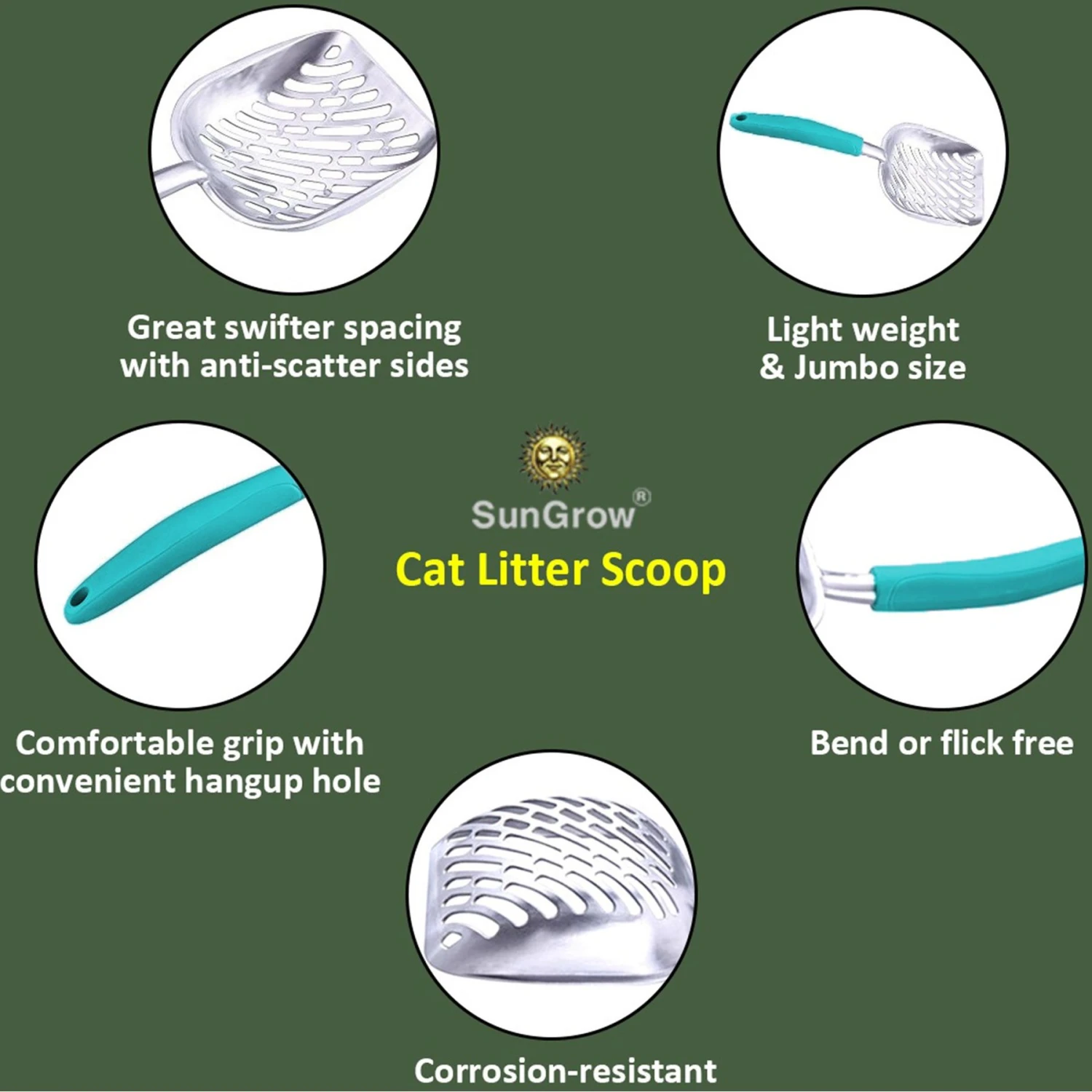 SunGrow Wide & Deep Metal Cat Litter Scooper 6 SunGrow Wide & Deep Metal Cat Litter Scooper - Image 4
