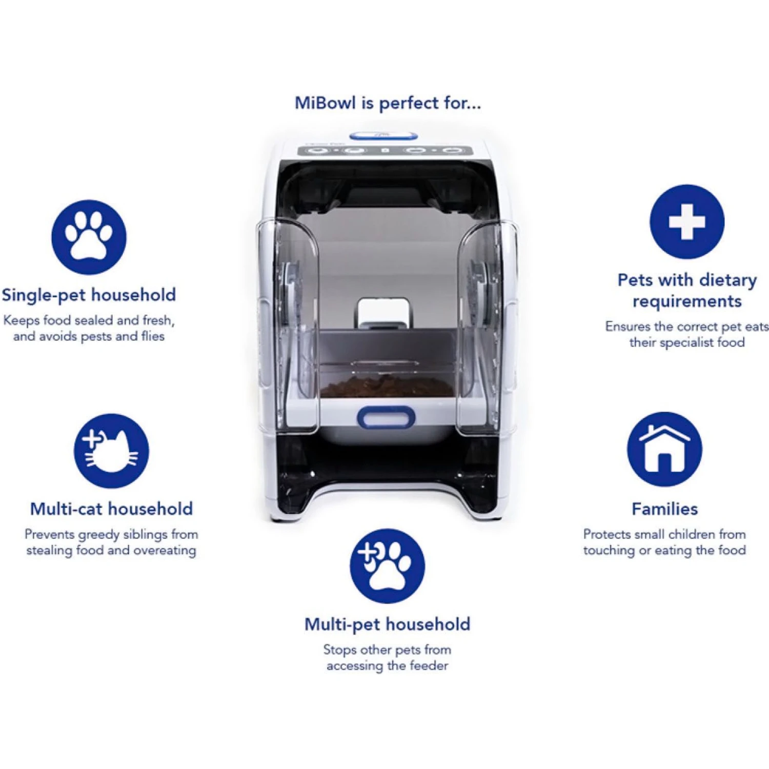 Closer Pets MiBowl Microchip Dog & Cat Feeder, White & Black 5 Closer Pets MiBowl Microchip Dog & Cat Feeder, White & Black - Image 3