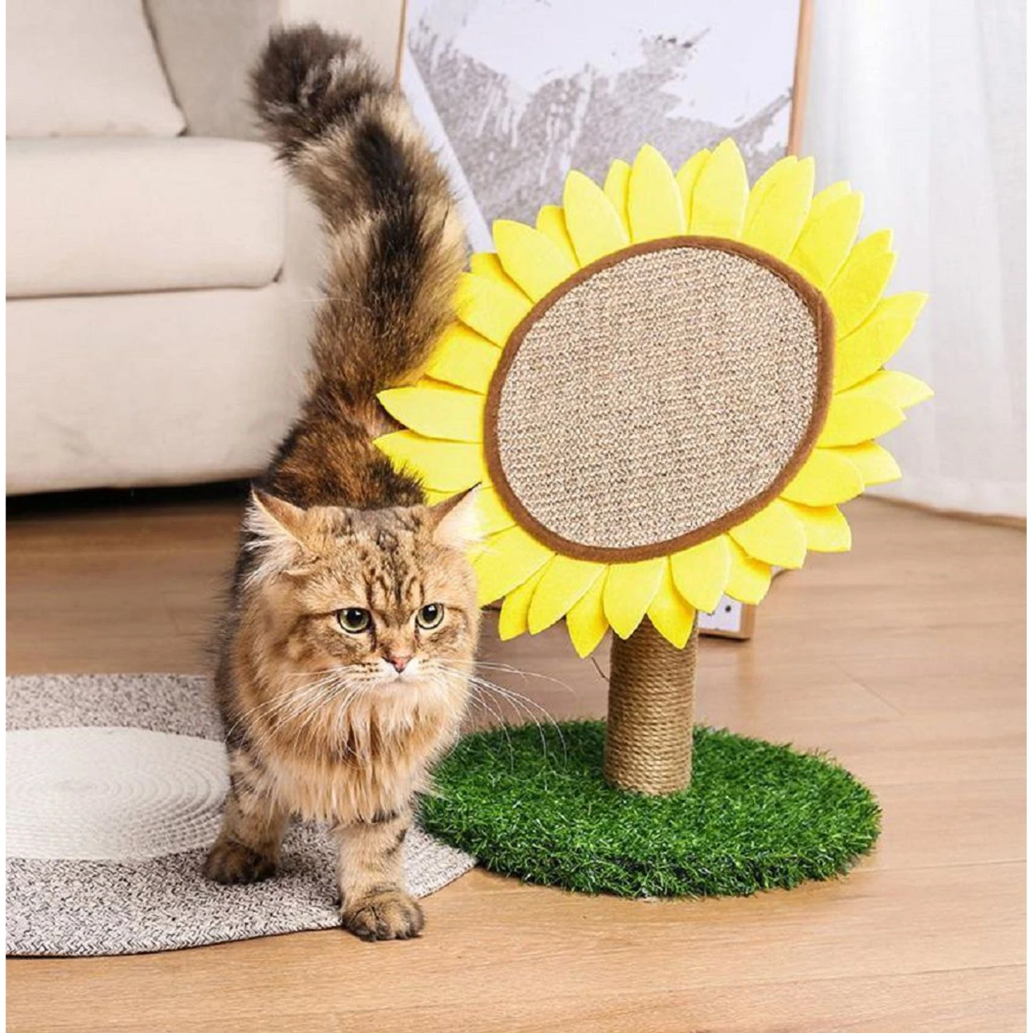 Lovely Caves Gardern Sunflower Cat Scratcher, Yellow 3 Lovely Caves Gardern Sunflower Cat Scratcher, Yellow
