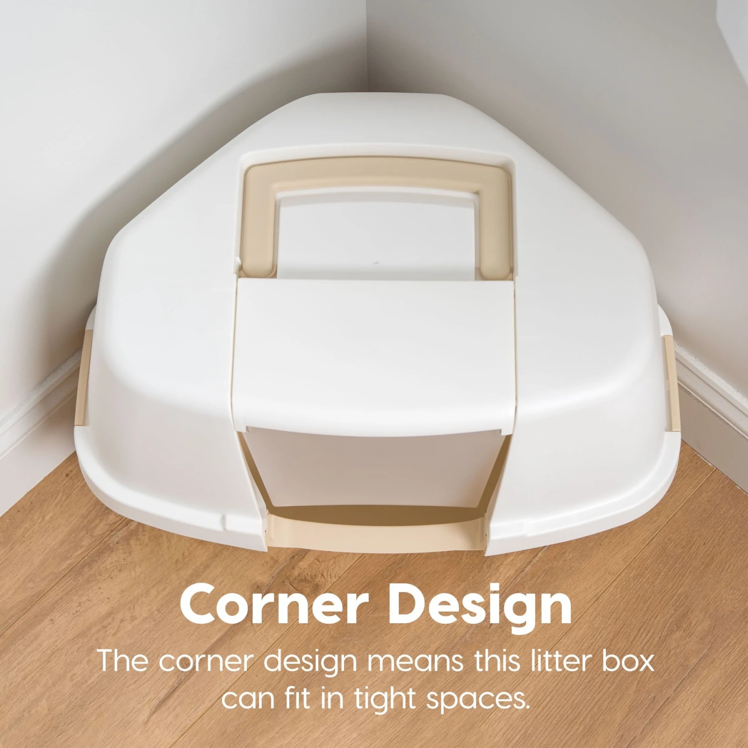 IRIS USA Hooded Corner Cat Litter Box With Front Door Flap & Scoop 4 IRIS USA Hooded Corner Cat Litter Box With Front Door Flap & Scoop - Image 2