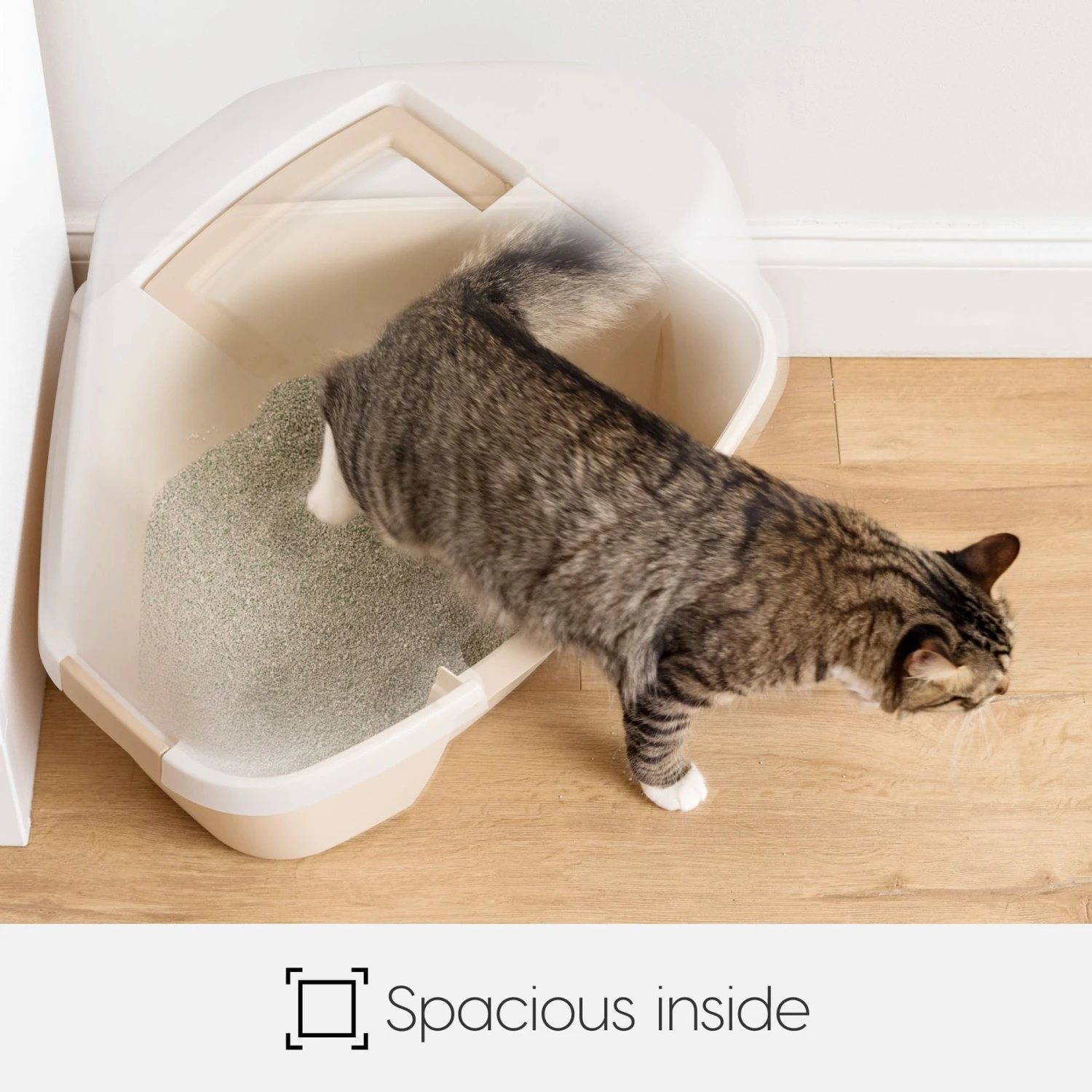 IRIS USA Hooded Corner Cat Litter Box With Front Door Flap & Scoop 7 IRIS USA Hooded Corner Cat Litter Box With Front Door Flap & Scoop - Image 5