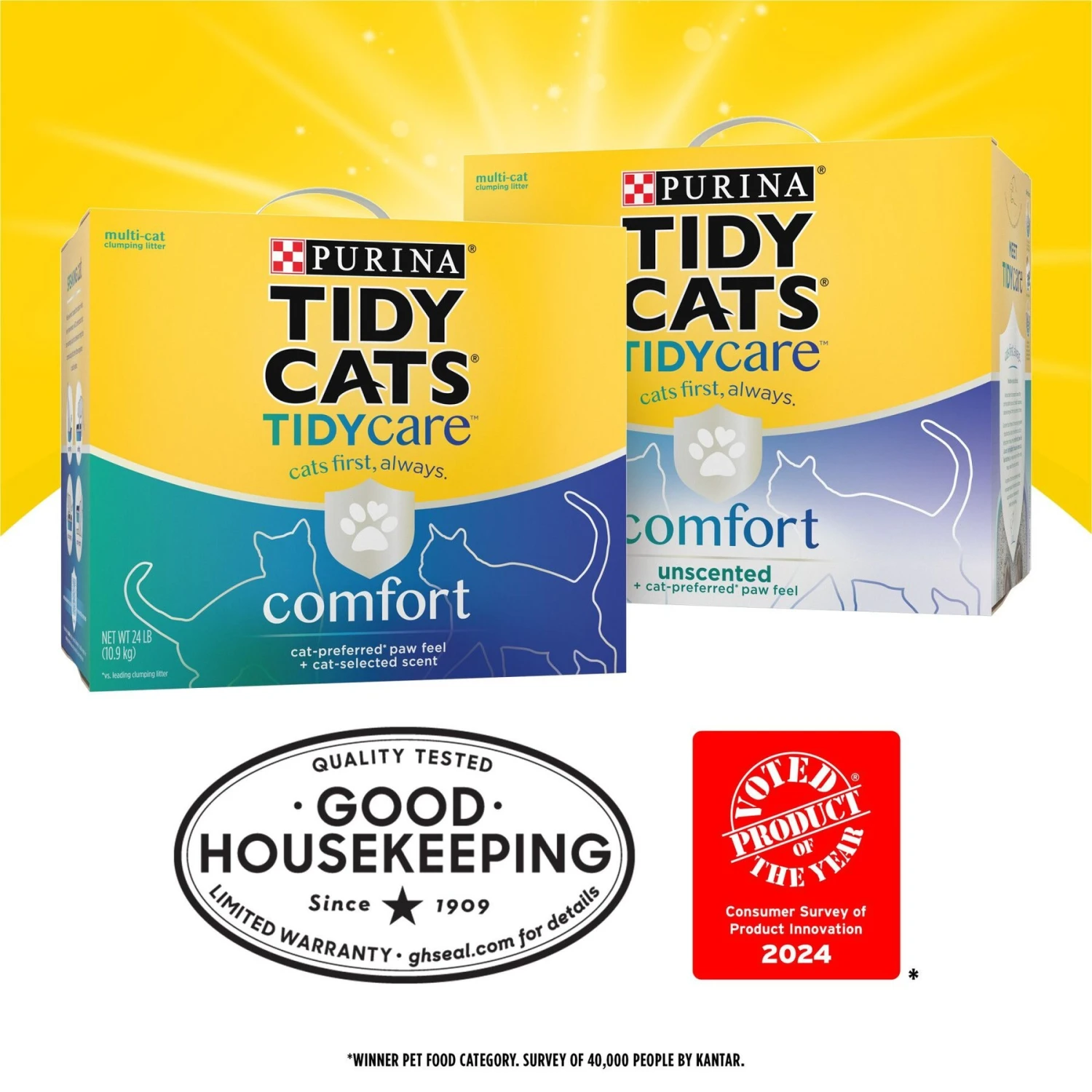 Tidy Cats Tidy Care Comfort Odor Control Low Dust Formula Clumping Clay Cat Litter, 24-lb Box 4 Tidy Cats Tidy Care Comfort Odor Control Low Dust Formula Clumping Clay Cat Litter, 24-lb Box - Image 2