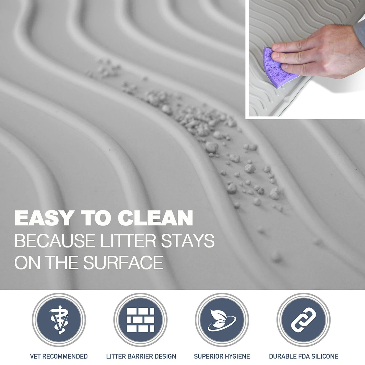 PetFusion ToughGrip Gray Cat Litter Mat 4 PetFusion ToughGrip Gray Cat Litter Mat - Image 2